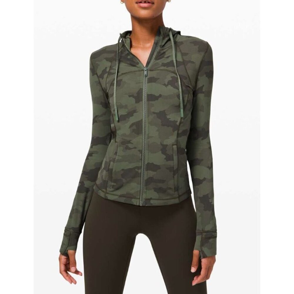 Lululemon Hooded Define Jacket *Nulu Heritage 365 Camo Green Twill Multi Size 8